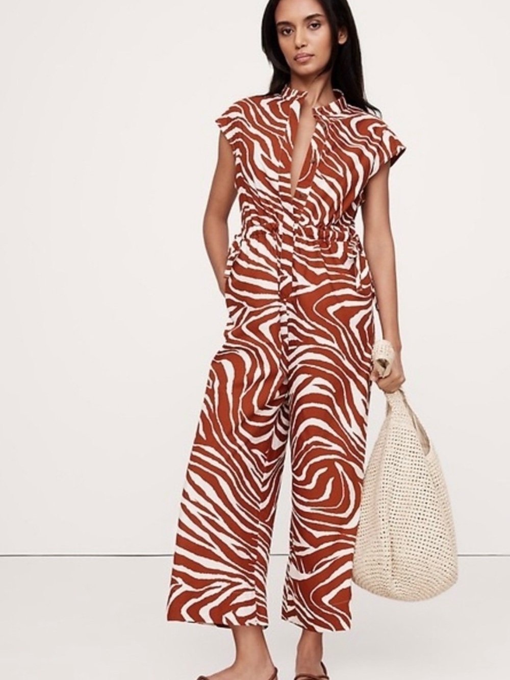Look chic without any effort! Banana Republic Zebra-Print Wide-Leg Jumpsuit